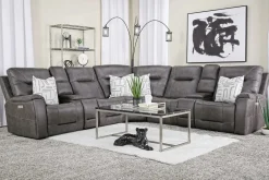 Kingston 7 Piece Sectional W/ 3 Power Armless Recliner & Usb In Canyon Ocean
