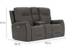 Kingston 3 Power Console Loveseat In Ocean Blue