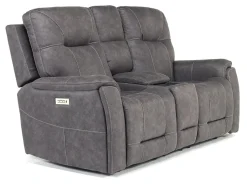 Kingston 3 Power Console Loveseat In Ocean Blue