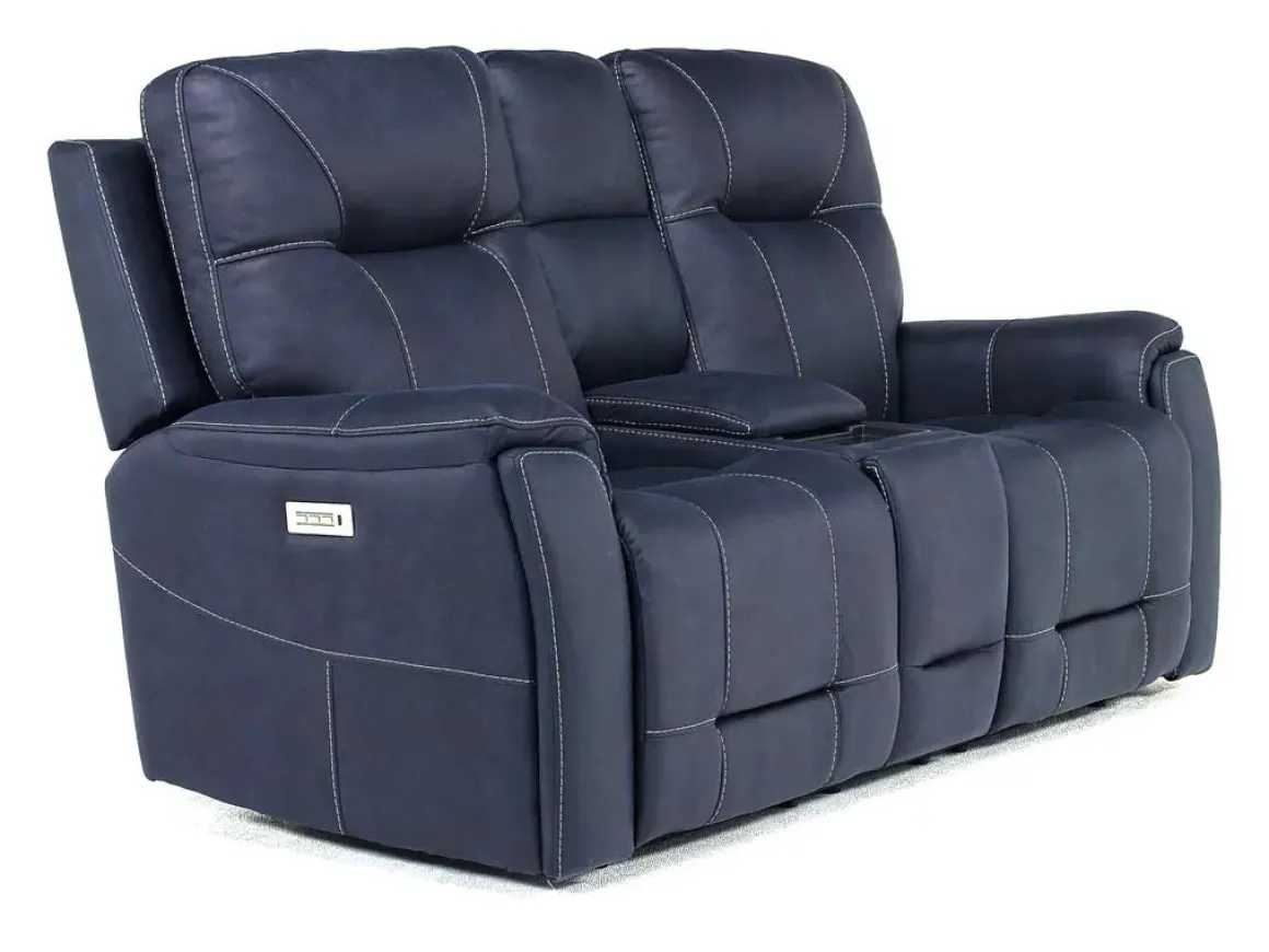 Kingston 3 Power Sofa & Console Loveseat In Ocean Blue