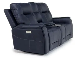 Kingston 3 Power Sofa & Console Loveseat In Ocean Blue