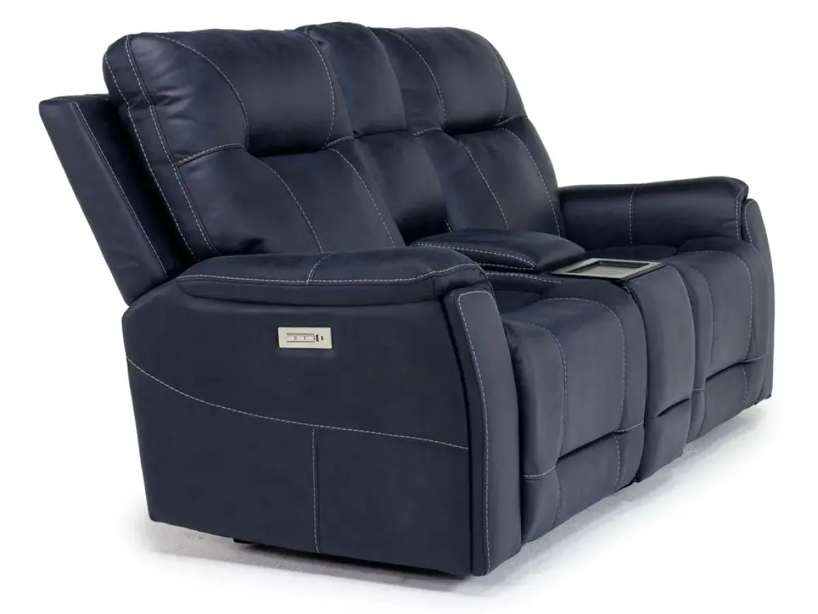 Kingston 3 Power Sofa & Console Loveseat In Ocean Blue