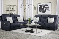 Kingston 3 Power Sofa & Console Loveseat In Ocean Blue