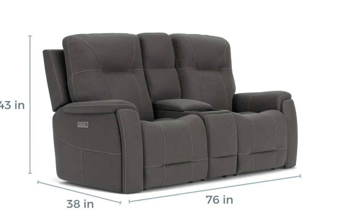 Kingston 3 Power Sofa & Console Loveseat In Ocean Blue