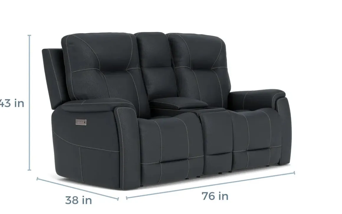 Kingston 3 Power Sofa & Console Loveseat In Ocean Blue