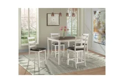 Kona Square Counter Height Dining Table & 4 Stools In Gray