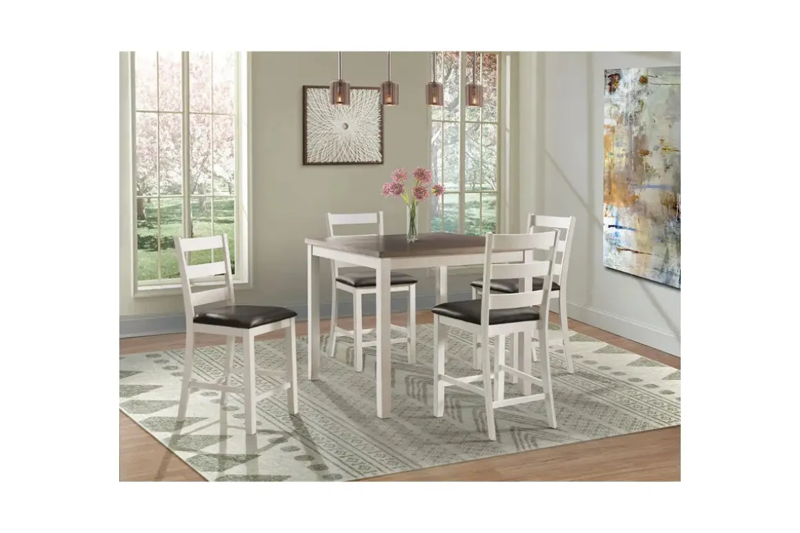 Kona Square Counter Height Dining Table & 4 Stools In Gray