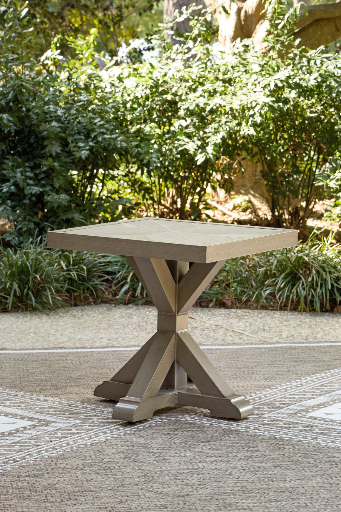 Laguna Heights Outdoor Round End Table In Beige