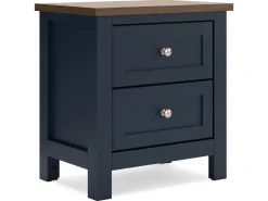 Landocken Panel Bed, Dresser, Mirror & Nightstand In Brown/Blue, Twin