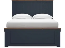 Landocken Panel Bed In Brown/Blue, Twin
