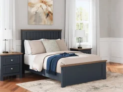 Landocken Panel Bed In Brown/Blue, Twin