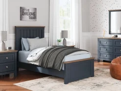 Landocken Panel Bed In Brown/Blue, Twin