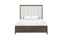 Landon Upholstered Panel Bed In Walnut, Queen
