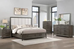 Landon Upholstered Panel Bed In Walnut, Queen