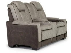 Lantana 2 Power Console Loveseat In Rocky Gray/Brown