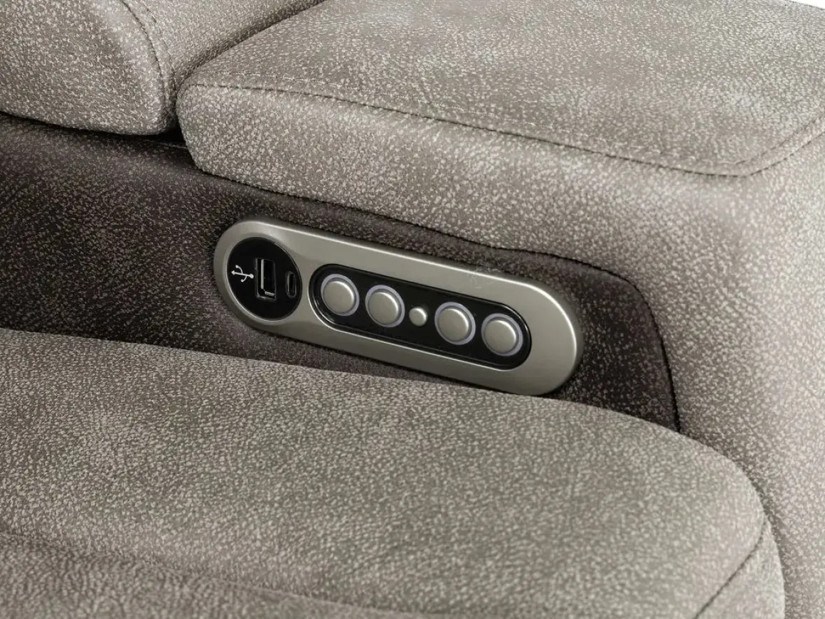 Lantana 2 Power Console Loveseat In Rocky Gray/Brown