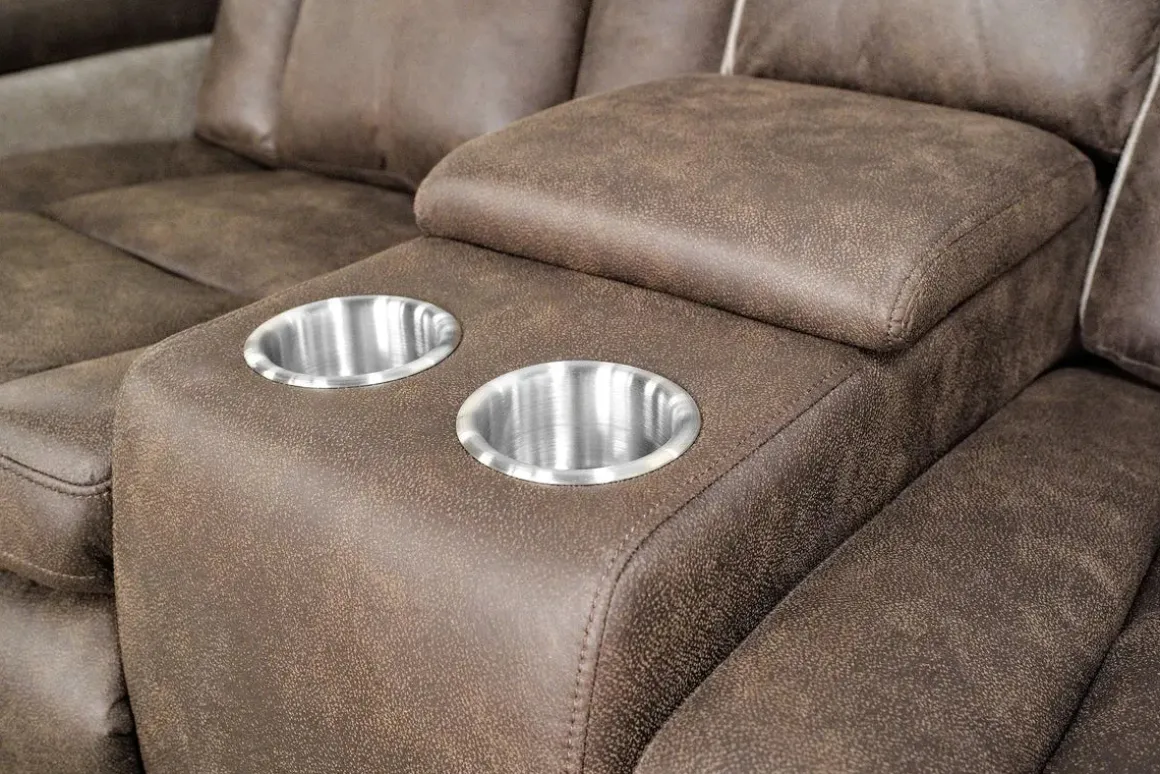 Lantana 2 Power Console Loveseat In Rocky Gray/Brown