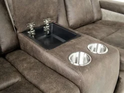 Lantana 2 Power Console Loveseat In Rocky Gray/Brown