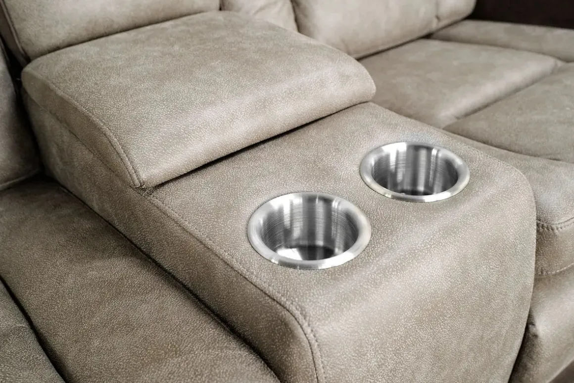 Lantana 2 Power Console Loveseat In Rocky Gray/Brown