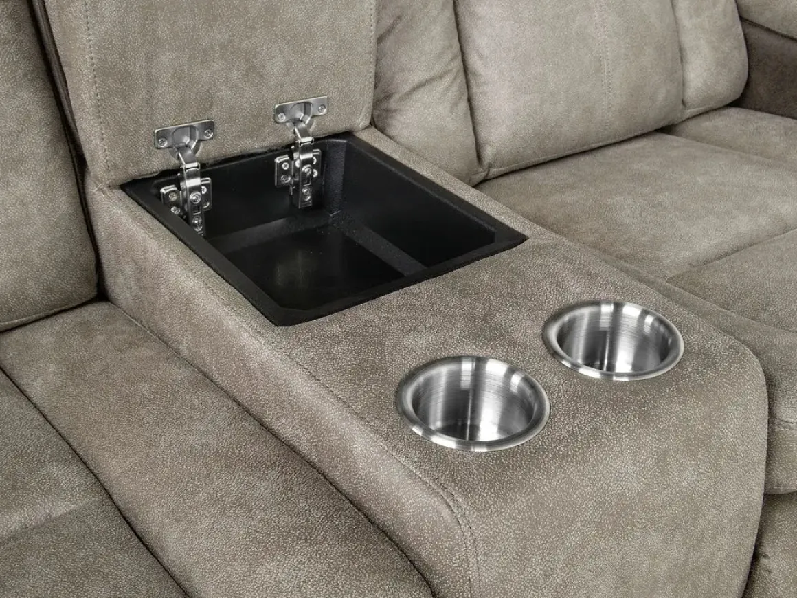 Lantana 2 Power Console Loveseat In Rocky Gray/Brown