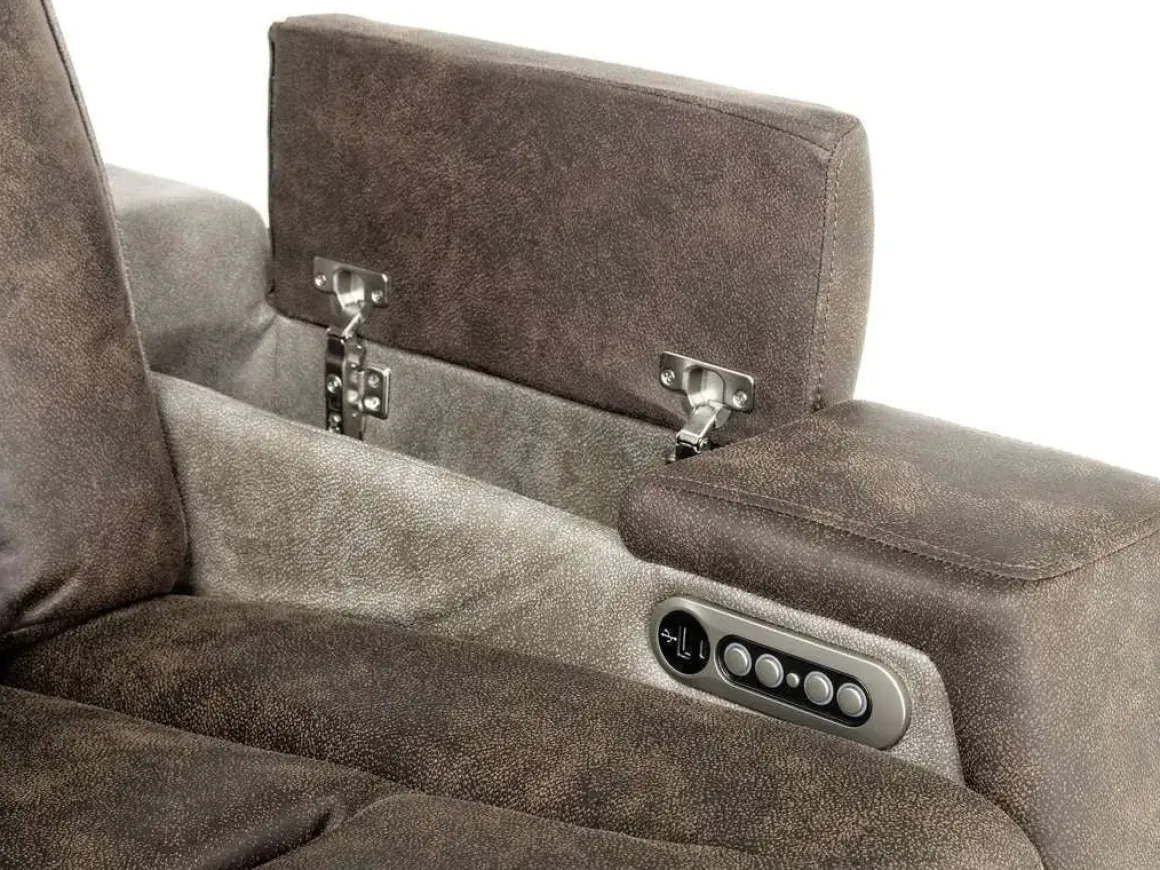 Lantana 2 Power Console Loveseat In Rocky Gray/Brown