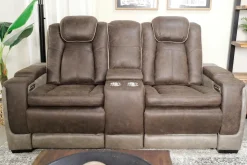 Lantana 2 Power Console Loveseat In Rocky Gray/Brown