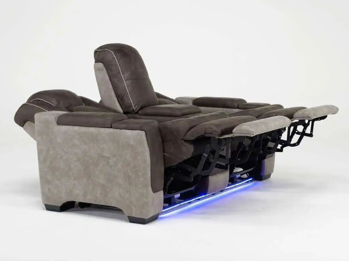 Lantana 2 Power Console Loveseat In Rocky Gray/Brown