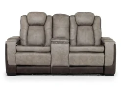 Lantana 2 Power Console Loveseat In Rocky Gray/Brown
