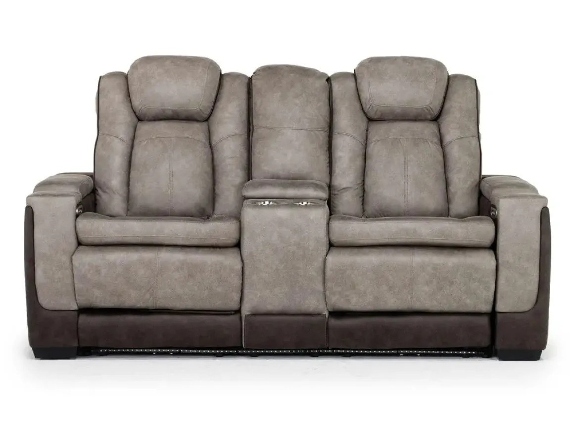 Lantana 2 Power Console Loveseat In Rocky Gray/Brown
