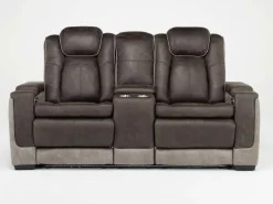 Lantana 2 Power Console Loveseat In Rocky Gray/Brown