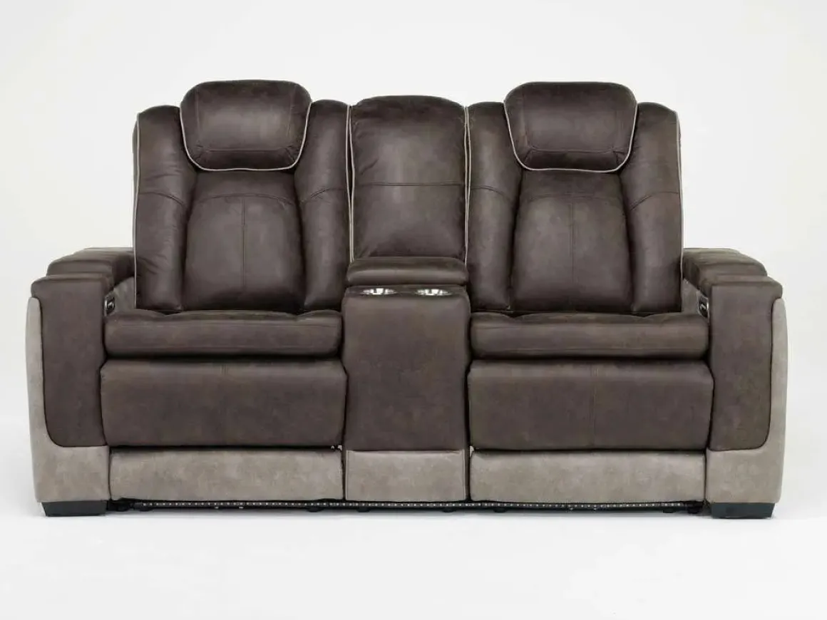 Lantana 2 Power Console Loveseat In Rocky Gray/Brown