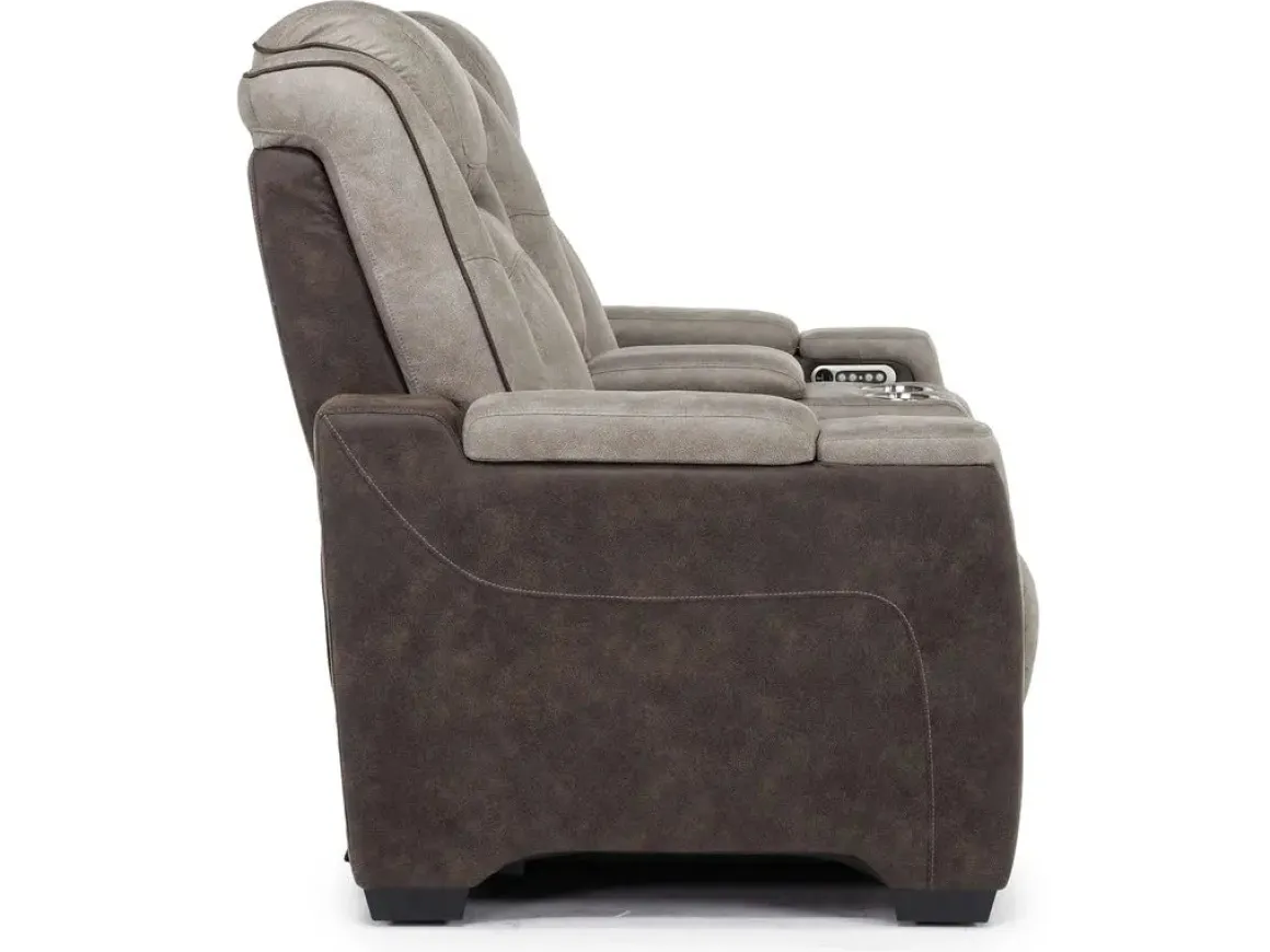 Lantana 2 Power Console Loveseat In Rocky Gray/Brown