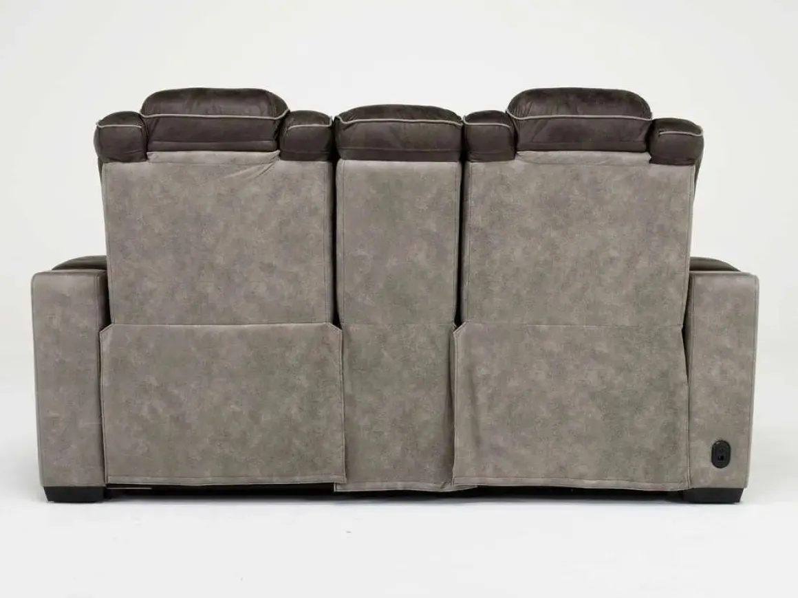 Lantana 2 Power Console Loveseat In Rocky Gray/Brown
