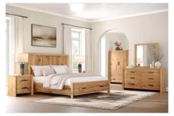 Laramie Panel Bed W/ Storage In Honey Wheat, Queen