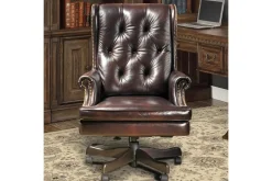 Leather Office Desk Chair In Alabaster