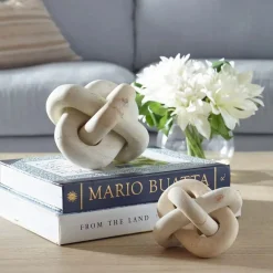 Limestone Link Sculpture, Set Of 2