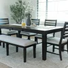 Lincoln Dining Table, 4 Chairs & Bench In Dark Espresso