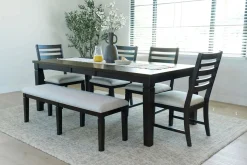 Lincoln Dining Table, 4 Chairs & Bench In Dark Espresso