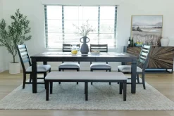 Lincoln Dining Table, 4 Chairs & Bench In Dark Espresso