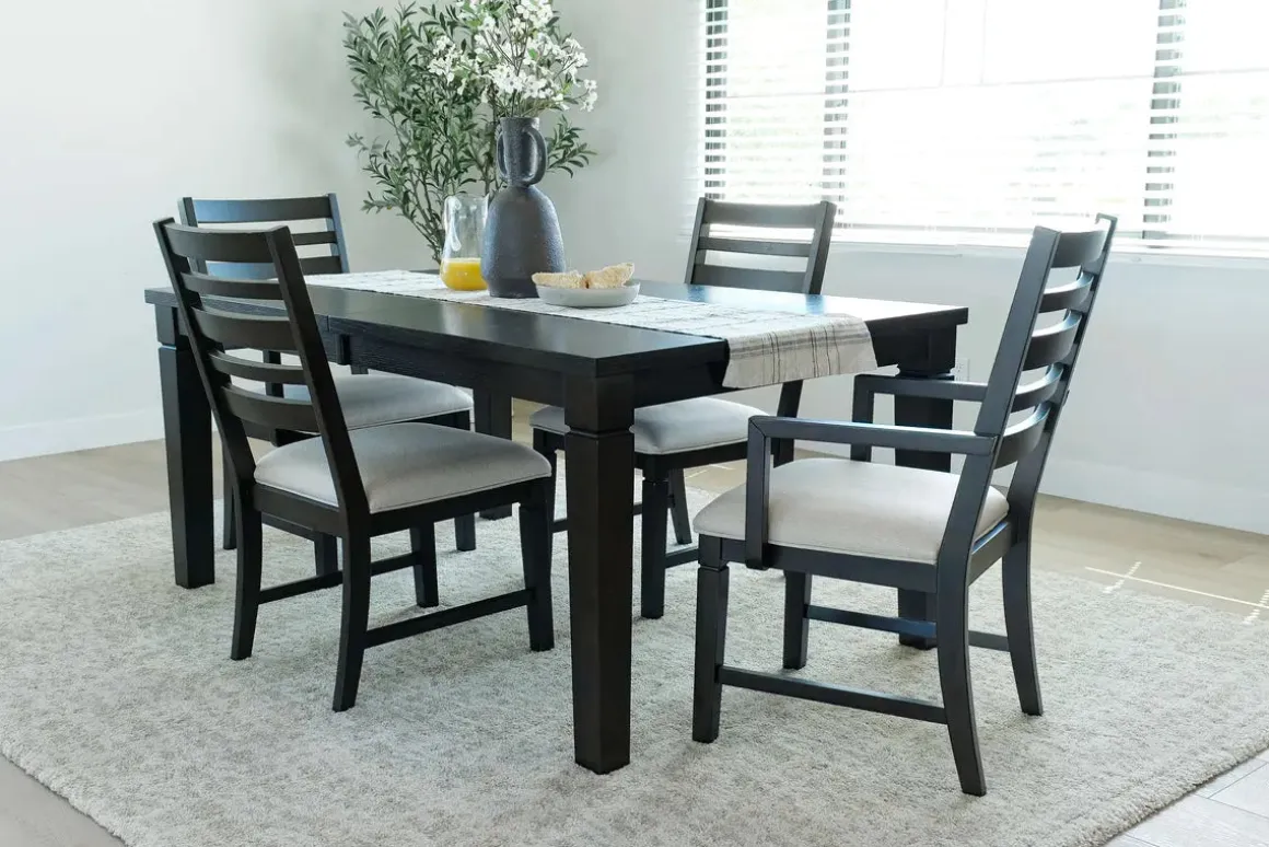 Lincoln Dining Table, 2 Side Chairs & 2 Arm Chairs In Dark Espresso