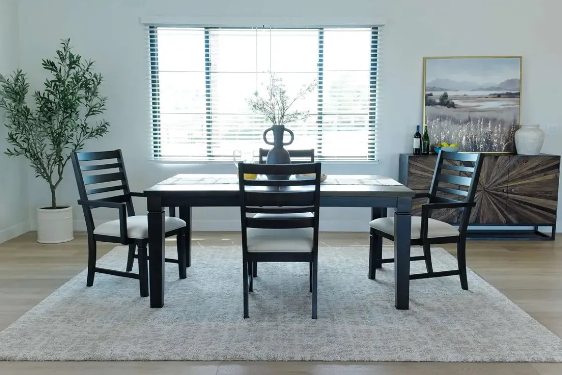Lincoln Dining Table, 2 Side Chairs & 2 Arm Chairs In Dark Espresso