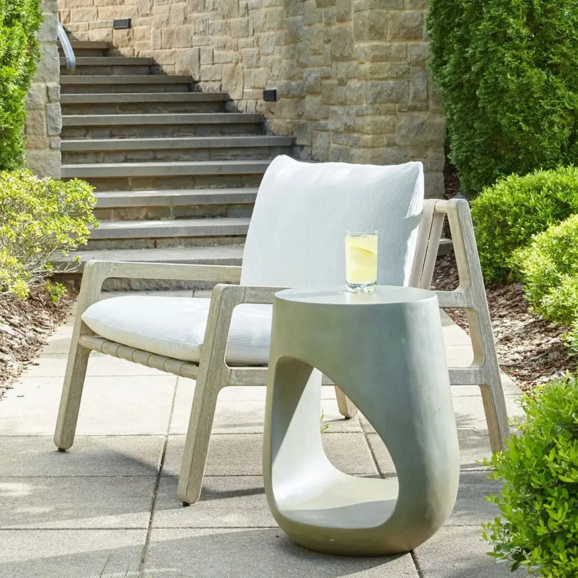 Lithos Outdoor Accent Table In Gray