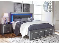 Lodanna Panel Bed W/ Storage In Gray, Full
