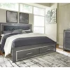 Lodanna Panel Bed W/ Storage, Dresser, Mirror & Nightstand In Gray, Full
