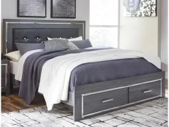 Lodanna Panel Bed W/ Storage, Dresser, Mirror & Nightstand In Gray, Full