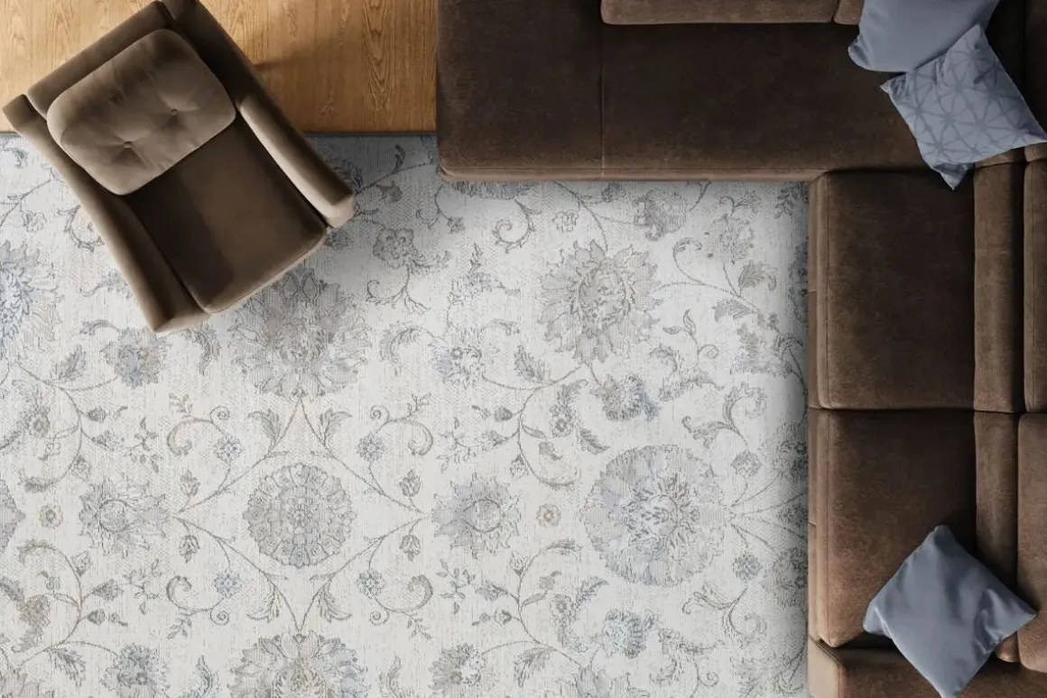 London Springs Rug In Ivory & Blue/Gray, 5’ X 7’