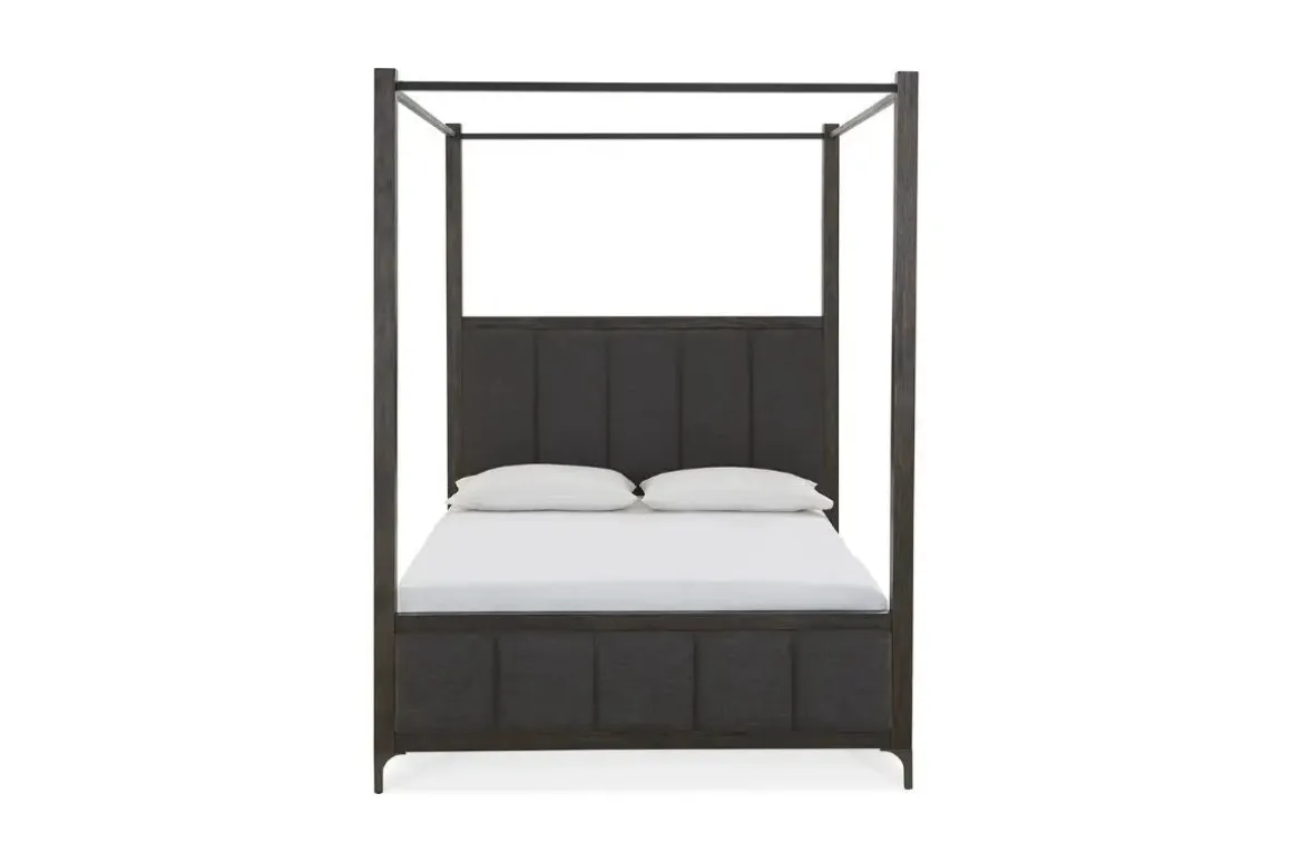 Lucerne Upholstered Canopy Bed In Vintage Coffee, Queen