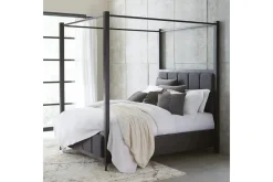 Lucerne Upholstered Canopy Bed In Vintage Coffee, Queen