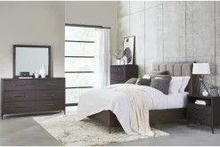 Lucerne Upholstered Panel Bed In Vintage Coffee, Queen