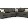 Lucy Tux Queen Sleeper Sectional W/ Mattress In Splash Charcoal, Left Facing